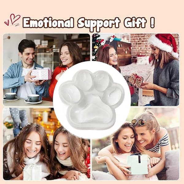 Handgjorda Taba Squishy Stora Kattfot Silikon Klämleksaker för Stresslindring, Kattfot Jättefot Squishy Sensoriska Leksaker för Ångest & Avkoppling White