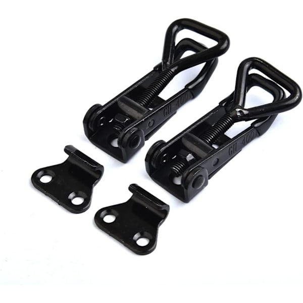 2-pak Metal Toggle Latch, Kasse Lukning Spændingslås Toggle Clamp Latch Justerbar Toggle Latch Quick Release Toggle Catch Latch (Sort 2 stk)