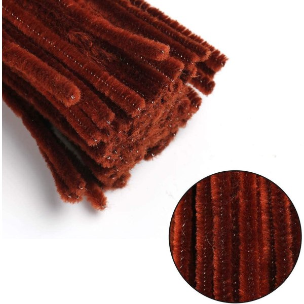 200 stk 12" X 6 mm Creative Arts Chenille Stems Sparkle Pipe Cleaners For DIy Craft Projects (brun)