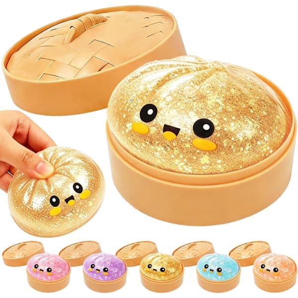 Glitter Dumpling, Glitter Dumpling Squishy laatikolla, Dumpling-aistinvarainen puristuslelu stressin lievitykseen, kulta