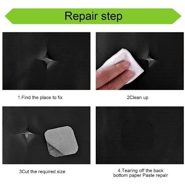 Læder Reparationslap - Mærke - Model - Sort - PU Læder - 50x137cm