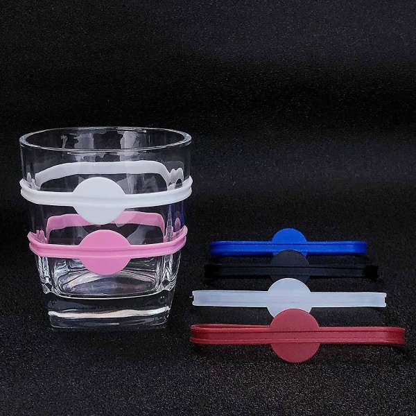 24 stk silikon drikkepenner, vinglass charms for festglass kopper bokser dentification, glass tusjer til drink