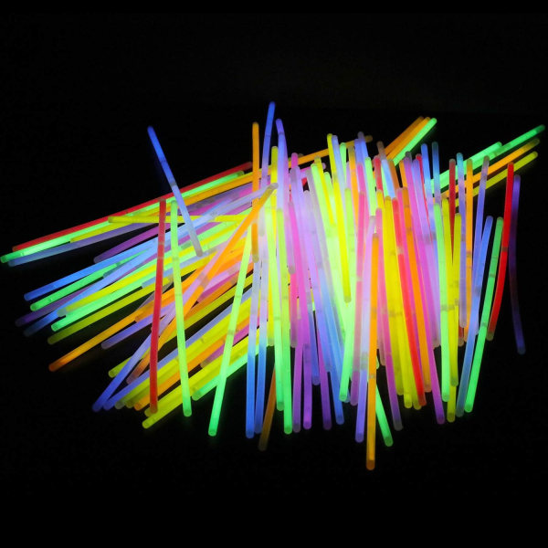 100 stk Premium Glow Sticks Party Pack Farget Glow In The Dark Light Sticks for å lage Neon Halskjede Glødende Armbånd Pannebånd Vernebriller Festrekvisita