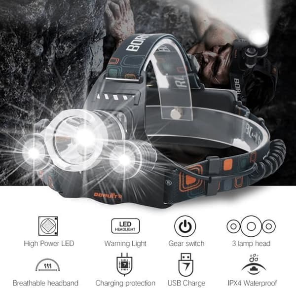 eTakin pandelampe LED-pærer med 2 stk. 18650 batterier og USB-kabel ET385