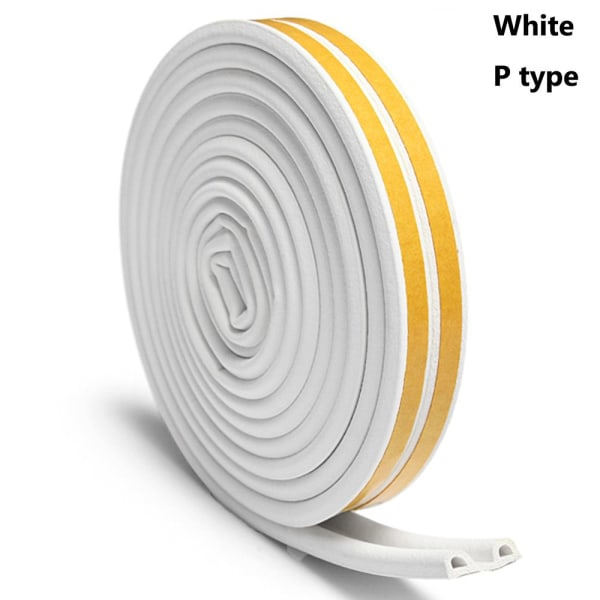 5 / 10m Tätningslist Fönster Dörr Drag Exkluderare White 5m-P