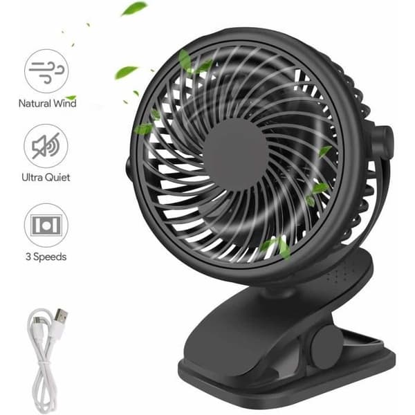 Bærbar Mini Bordventilator 3 Hastigheds Køleventilator med 360° Rotation til Hjemmekontor Camping