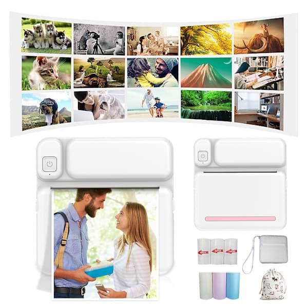 Termisk bærbar Bluetooth-printer 57 mm Mini trådløs POS termisk billedfotoprinter til Android IOS mobiltelefon FLYE1984 Pink Fri størrelse
