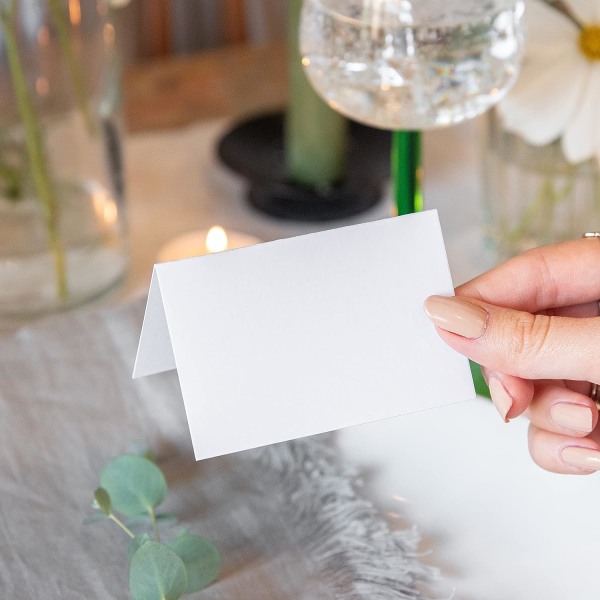 Name place cards | plain white folded table name cards for party reception birthday | name cards for table setting | wedding name cards | (50 cards)