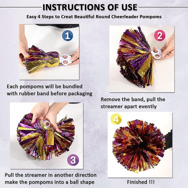 12 stk. cheerleading-pomponger for barn, metallfolie og plastring-cheer-pomponger for gutter Medium Silver 01