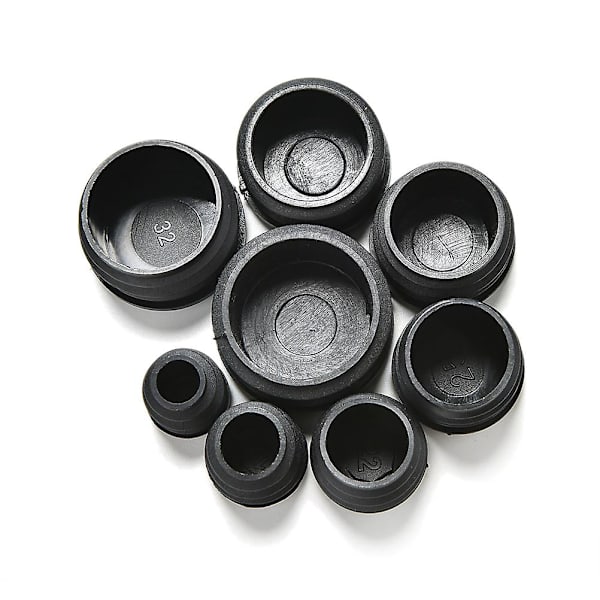 10 st Svarta Plastproppar Slutlock Insatser Pluggar Proppar för Runda Rör Hfmqv 32mm