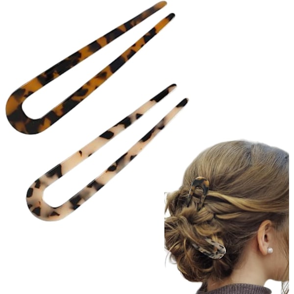 Forma stift hårgaffel stift för fransk twist chignon stift stor fransk för kvinnor med tjockare fint hår - 2-pack