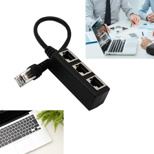 RJ45 Ethernet netværksadapter, 1 han til 3 hun LAN Ethernet netværkssplitter til Ethernet-udvidelse, Ethernet-udvidelseskabeladapter netværksadapter