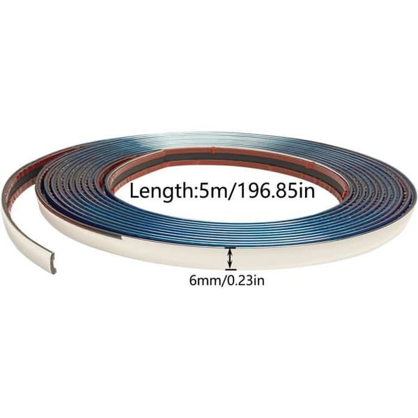 Krom Bilpyntlist 6mm*5m Krom Selvklebende List for Karosseri, Vindu, Utvendig Dekor (5M, 6mm)