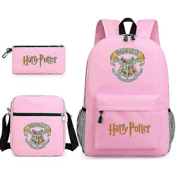 Harry Potter skolväska för barn, tredelad, tryckt ryggsäck med stor kapacitet för utomhusbruk pink