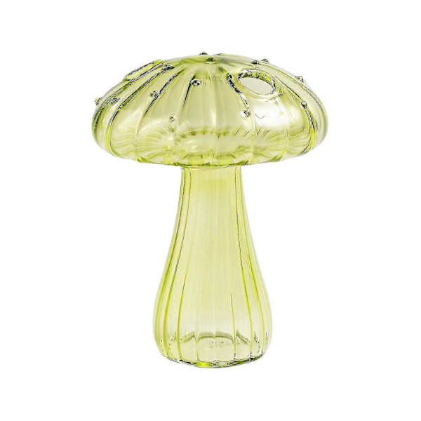 Snygg Glasvas i Svampform, Färgad Vas i Fint Glas, Svampblomvas, Svampdekoration beige