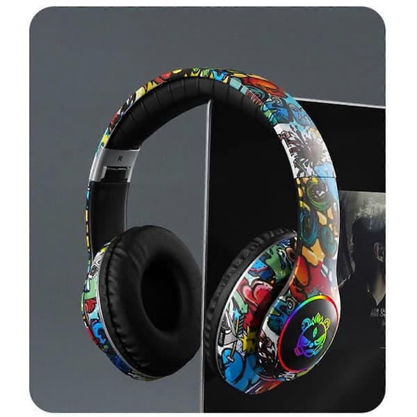 Bluetooth headset, trådløst headset med mikrofon, foldbart letvægts headset, dyb bas, high fidelity stereo, velegnet til rejser, arbejde, laptop,