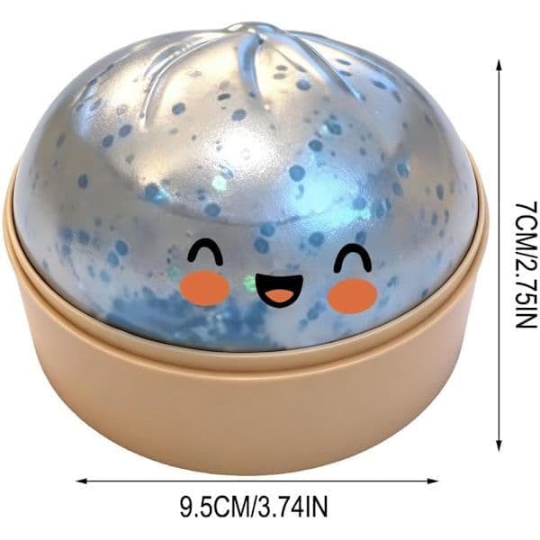 10 cm Jumbo Glitter Regnbue Dumpling Stressavlastende Sensorisk Leketøy med Dampboks, Sakte Stigende Dekompresjonsdumplings for Voksne og Barn