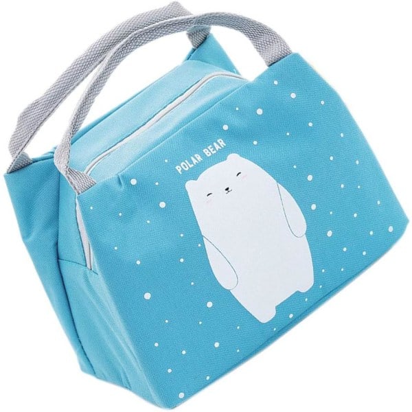 Cartoon Lunch Bag Isolerad Återanvändbar Picknickväska Matväska Ispaket för Barn Pojkar Flickor Män Kvinnor blue