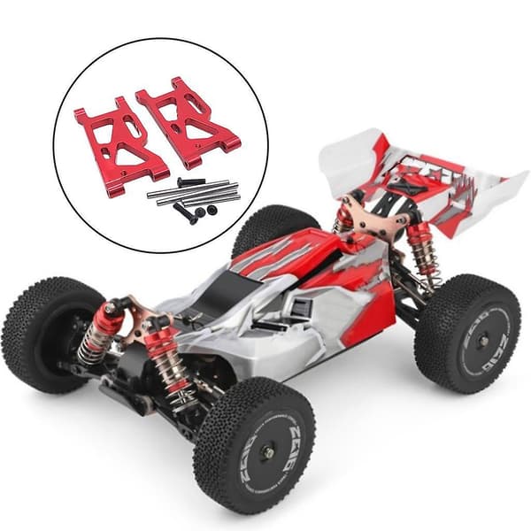 RC Front Bærearm for WLtoys 144001 124018 1:12 Bilmodell Tilbehør rød silver 61.5x32x6.5mm