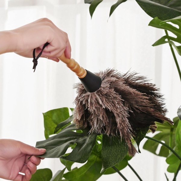 Fjærstøvbørste Antistatisk Vaskbar Resirkulerbar Rengjøring Struts Hår Trehåndtak Fluffy Duster A