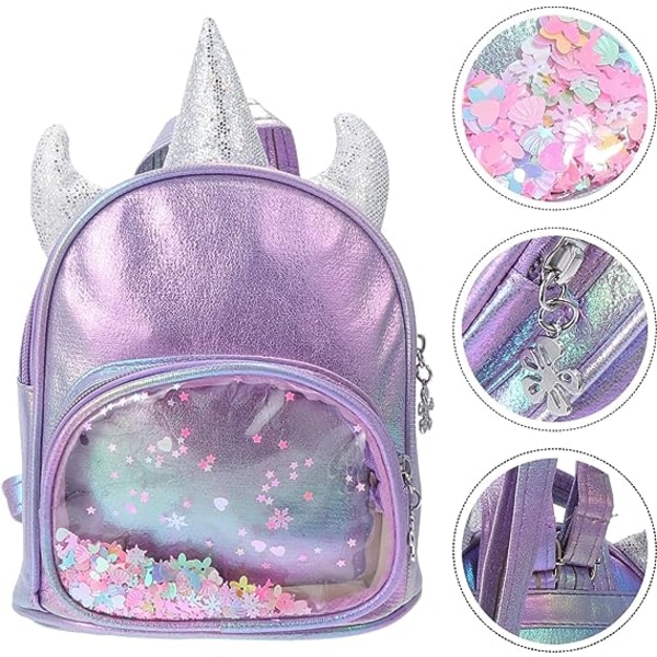 Mini ryggsäck glitter Unicorn axelväska med söt klistermärke Läder Baby Girl Skolväska Förskola Nursery Reseväska Nursery Barnväska för flickor