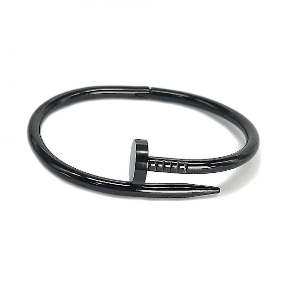 Armband i rostfritt stål med moderiktiga nagelhuvud - Slätt yta design Schwarz