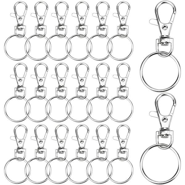 20 Karabinerhager, Lille Karabiner Nøglering med 20 mm Nøgleringe, Nøglekarabiner til Nøglesmykker, DIY Håndværk