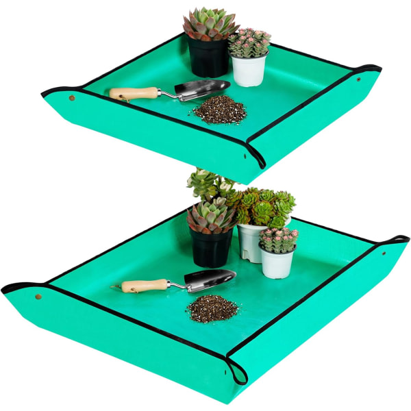 Plantemåtte til indendørs planter, 2 størrelser (50*50cm+75*100cm) - Ekstra tyk, holdbar, vandtæt - Omplantningsmåtte til sukkulenter