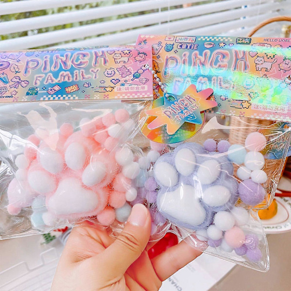 Taba Cat Squishy Leksaker, Katttassar Mochi Squishy Stressavlastande Squishies Pink
