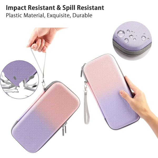 Etui til Nintendo Switch/Switch OLED, KondaTech fargerikt Switch bæreveske, beskytt Switch-konsollen, oppbevar 10 spillkort (rosa + lilla)