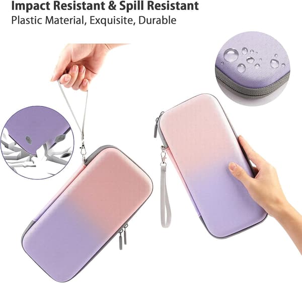 Etui til Nintendo Switch/Switch OLED, KondaTech Farverigt Switch Bæreetui, Beskytter Switch Konsol, Opbevarer 10 Spillekort (Pink + Lilla)