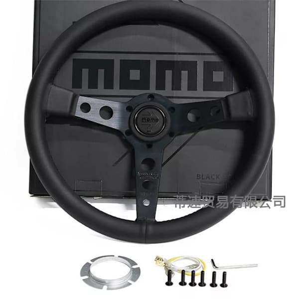 For MOMO Prototipo P5 Black Edition 350mm Ratt i ekte skinn