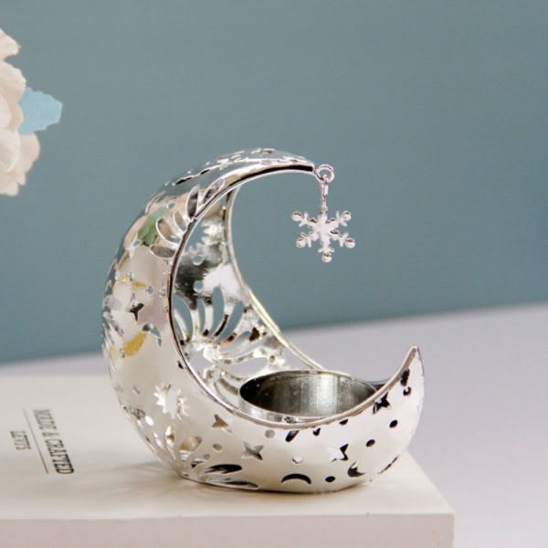 Ramadan Lys Lanterne Lysestage Silver