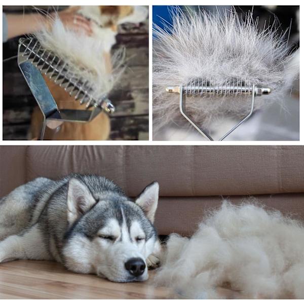14-Blade Coat King Rake Pet Undercoat Rake,Profesjonell Pet Dematting Comb Grooming Stripping Tool for Dogs and Cats (6.2cm)