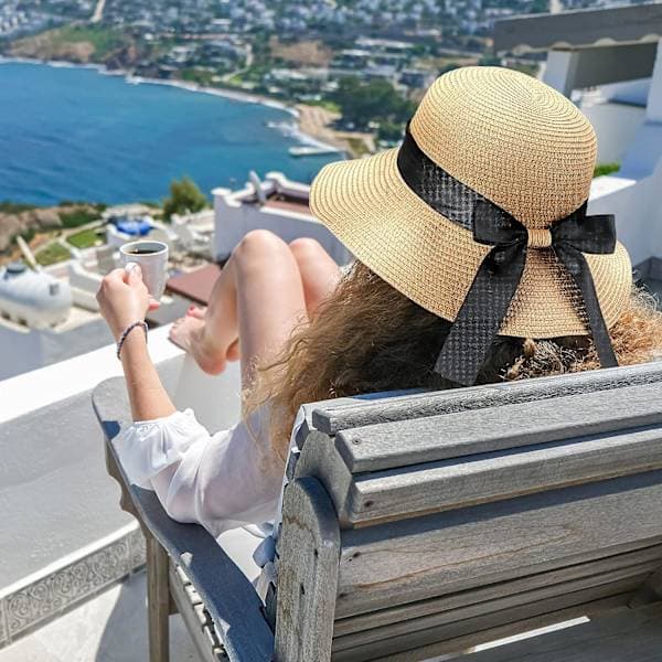 Solhat til kvinder sommerhat med sløjfe foldbar hat bred