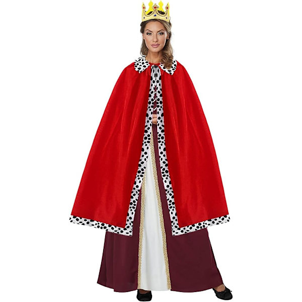Vuxen Kung Drottning Kostym Set, Kung Robe Drottning Robe med Krona (Set med 2).