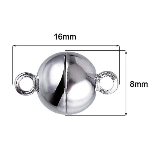 Magnetisk smykkelås for armbånd Halskjede 8 mm spikersandskrubbfinish rund design 3 stk gullfarge/3 stk sølvfarge