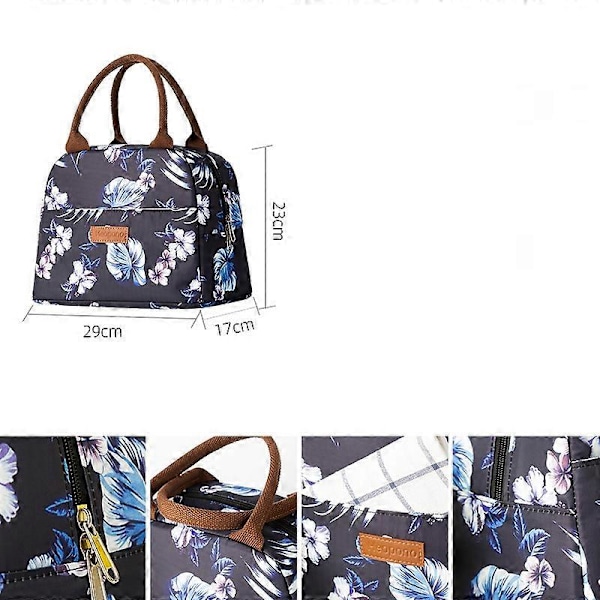 HEOPONO Stilfuld Isoleret Madtaske Oxford Stof Bento Boks Køletaske Multicolor Style B