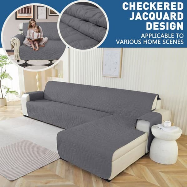 Ystyle 2-sits hörnsofföverdrag, hörnsoffskydd med armstöd (210cm, ljusgrå)
