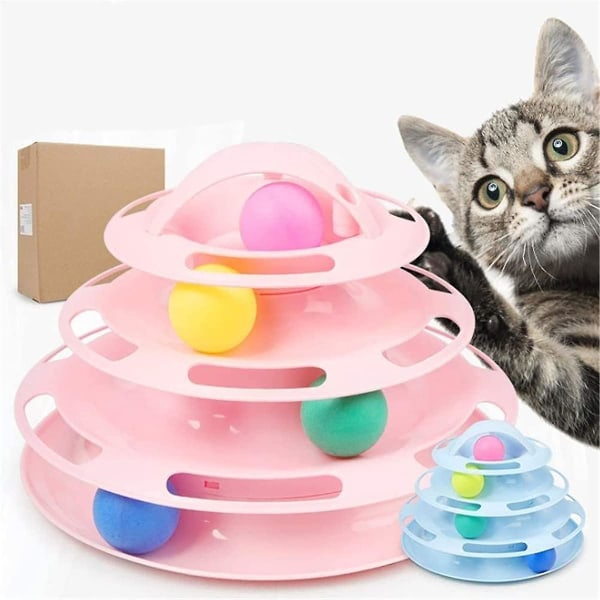 Pure Feline - Titan Tower - Indoor Cat Tower - Multi-level Interactive Cat Toys- Lämplig för en eller flera katter-rosa