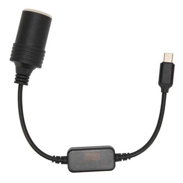 Duokon 5V USB C til 12V bil cigarettænder strømadapter, USB C cigarettænder konverter til telefoner og GPS