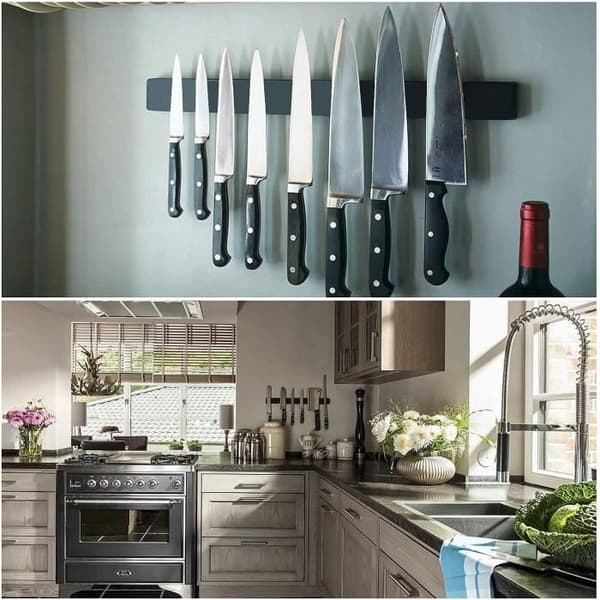 Magnetisk knivholder 40 cm sort magnetisk opbevaring størrelse rustfrit stål knive magnetisk knivstangholder