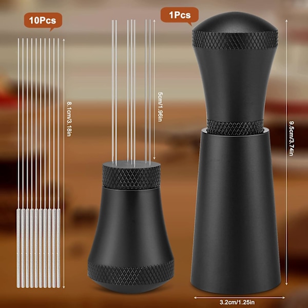Værktøj Espresso Kaffeblander,  Aluminiumlegering Kaffeblandere, Kaffefordeler med 7 nåle, Sort