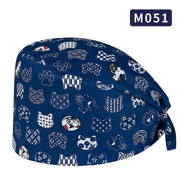 4-pack Bouffant-skrubbhatt, Andningsbar Justerbar Arbetshatt, Unisex Tryckt Hatt för Personlig Vård, Flerfärgad och En Storlek