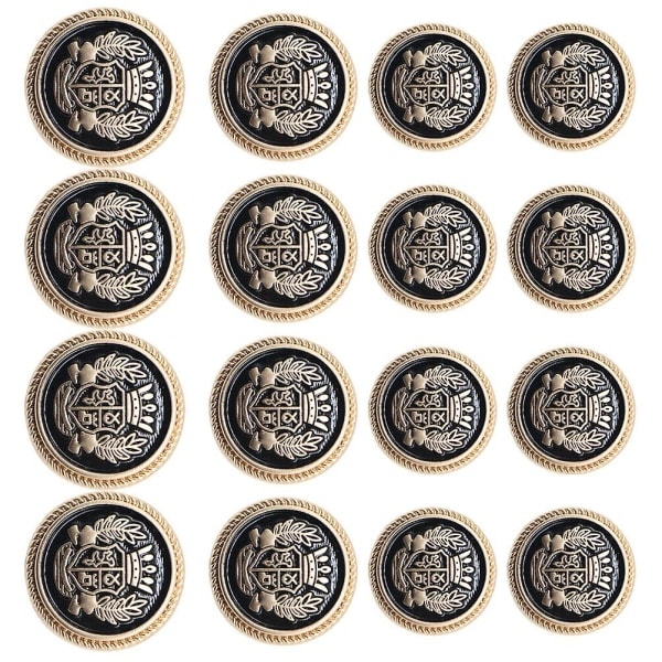 16 Sömnadsknappar, Utsökta Dekorativa Knappar i Legering, Brittiska Knappar (2,5X2,5CM, Svart)