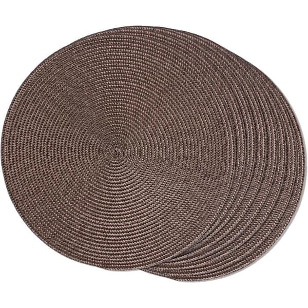 Set med 8 PP-bordstabletter, tvättbara, halkfria, slitstarka, 38 cm i diameter, kaffefärg.