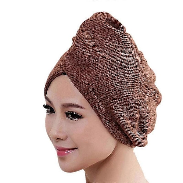 Hår Turban Åndbar Stærk Absorberende Mikrofiber Hår Tørring Håndklæde til Badeværelse KAESI Coffee