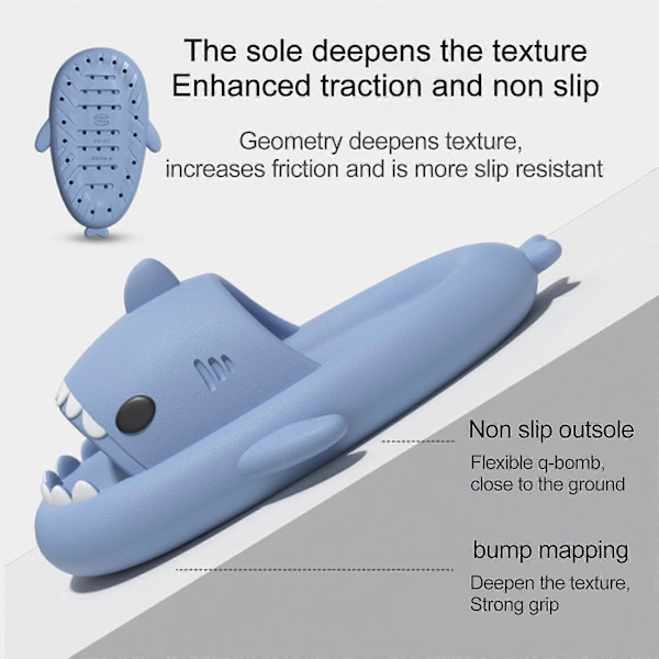 Haj Slides Barn Vuxen Kvinnor Män Hajtofflor - Cloud Shark Slide Strand Sandaler Unisex Kudde Hustomte, 100% Nya blue 38-39