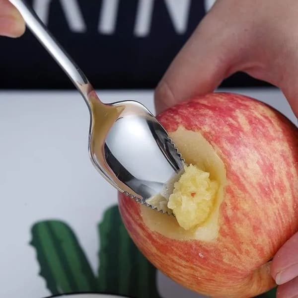 Grapefrugtske i rustfrit stål, sæt med 5, takket kant, til citrusfrugter, appelsiner, kiwier, sølv