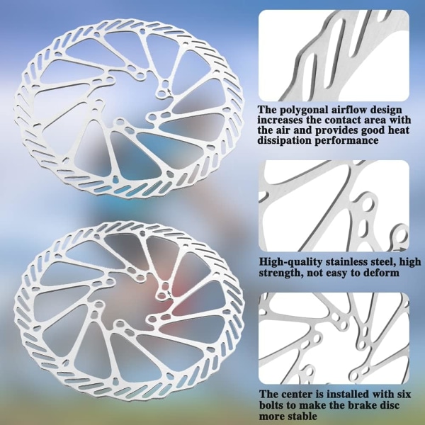 Bike Disc Bremse Rotor 2 Pakker Rustfrit Stål Cykel Rotorer med 12 stk Skruer til de fleste Cykler Landevejscykel Mountainbike BMX MTB (180mm)